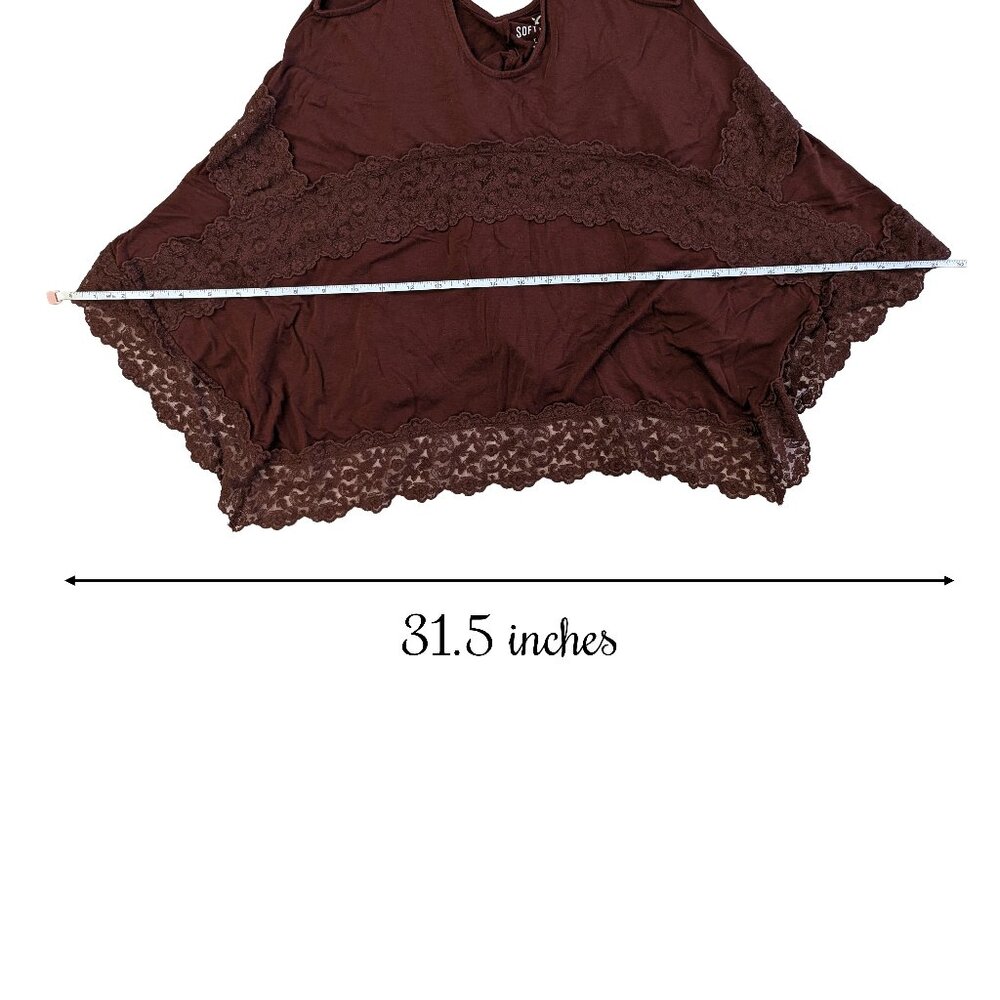 AE Soft & Sexy XXS Flowy Lace-Paneled Trapeze Tank in Rust Brown - Picture 6 of 8